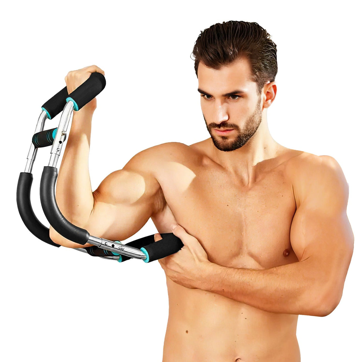 Adjustable Twister Arm Exerciser Spring Workout Bar Strength Enhancer for Men with 3 Resistance Levels 66-110LBS Chest Biceps Triceps Thighs Back Work