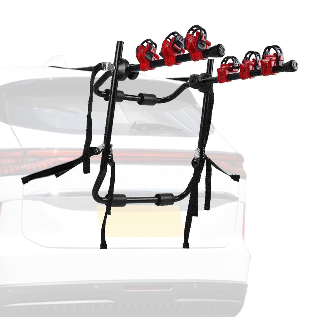 Car Bicycle Stand Rack 132LBS Load Hitch 3-Bike Auto Rear Carrier Mount Fit For Sedans Hatchback Car SUV