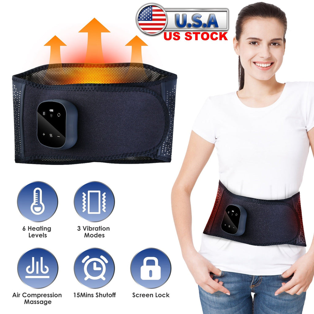 Lower Back Massager Heating Pad Cordless Heating Pad with Air Compression Vibration for Back Belly Waist Shoulder Pain Relief