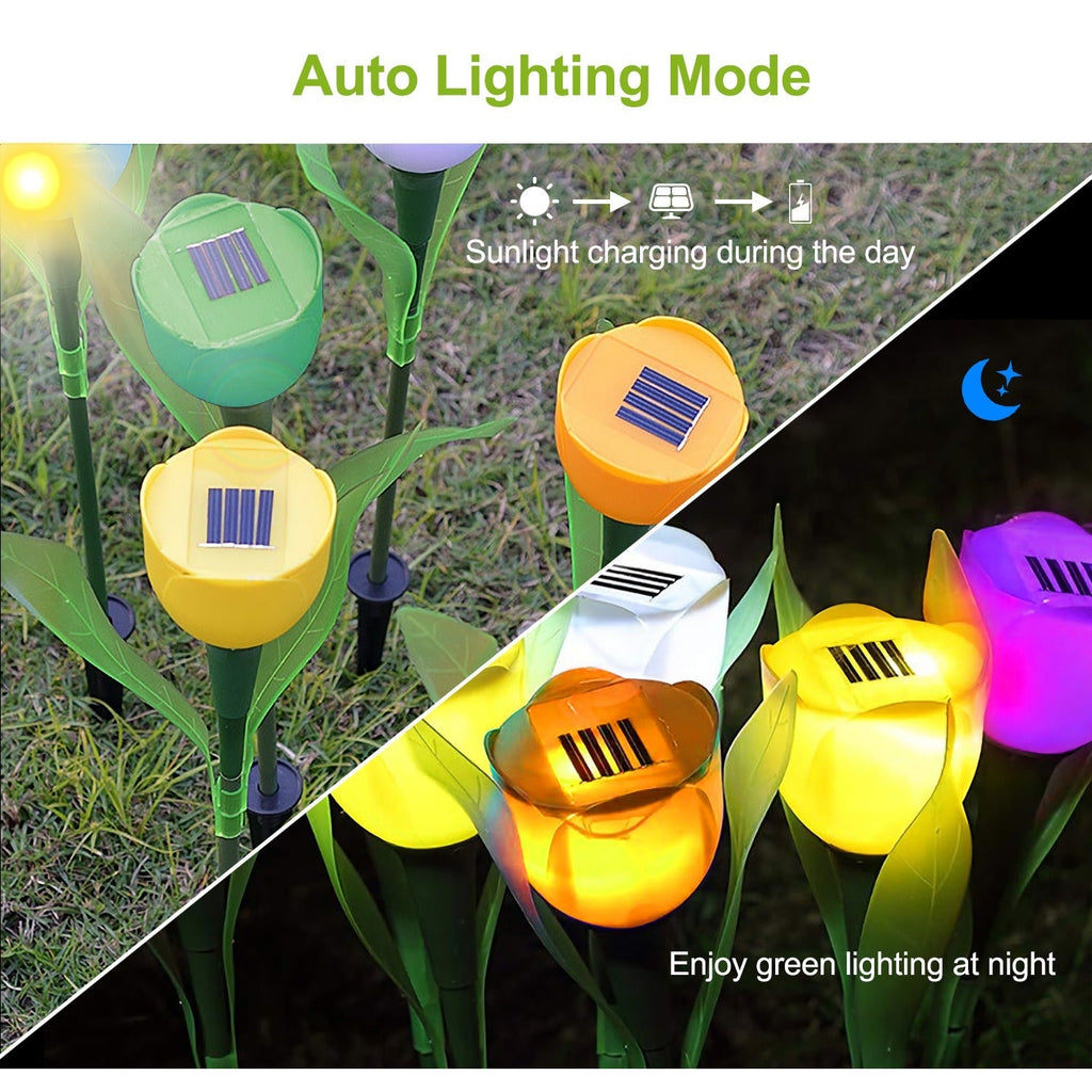 6-Pack Solar Tulip Garden Lights – IP54 Water-Resistant Pathway Decor