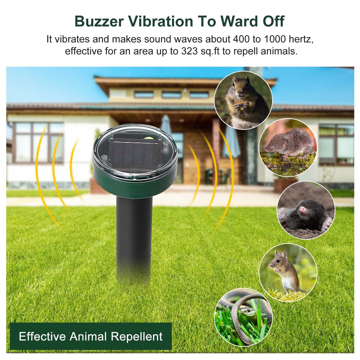 4PCS Solar Sonic Mole Repellers – Waterproof Outdoor Pest Stakes