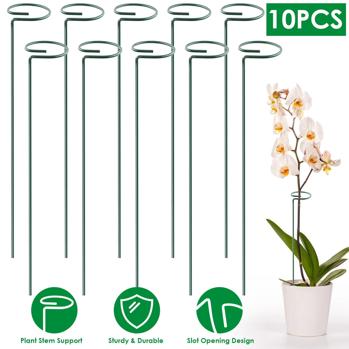 10 Packs 16in Plant Support Stakes Garden Flower Single Stem Support Stake Iron Plant Cage Support Ring For Tomatoes Orchid Lily Peony Rose Flower Ama