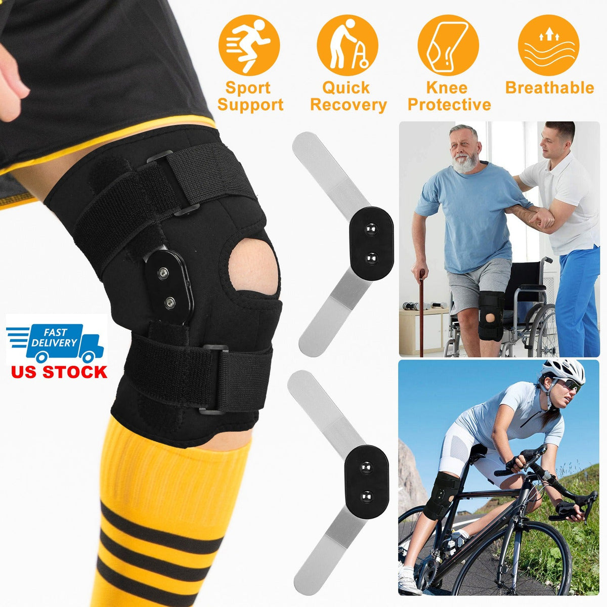 Sport Knee Brace Adjustable Open Patella Knee Support Compression Knee Wrap For Running Climbing Pain Relief Recovery of Injured Knee