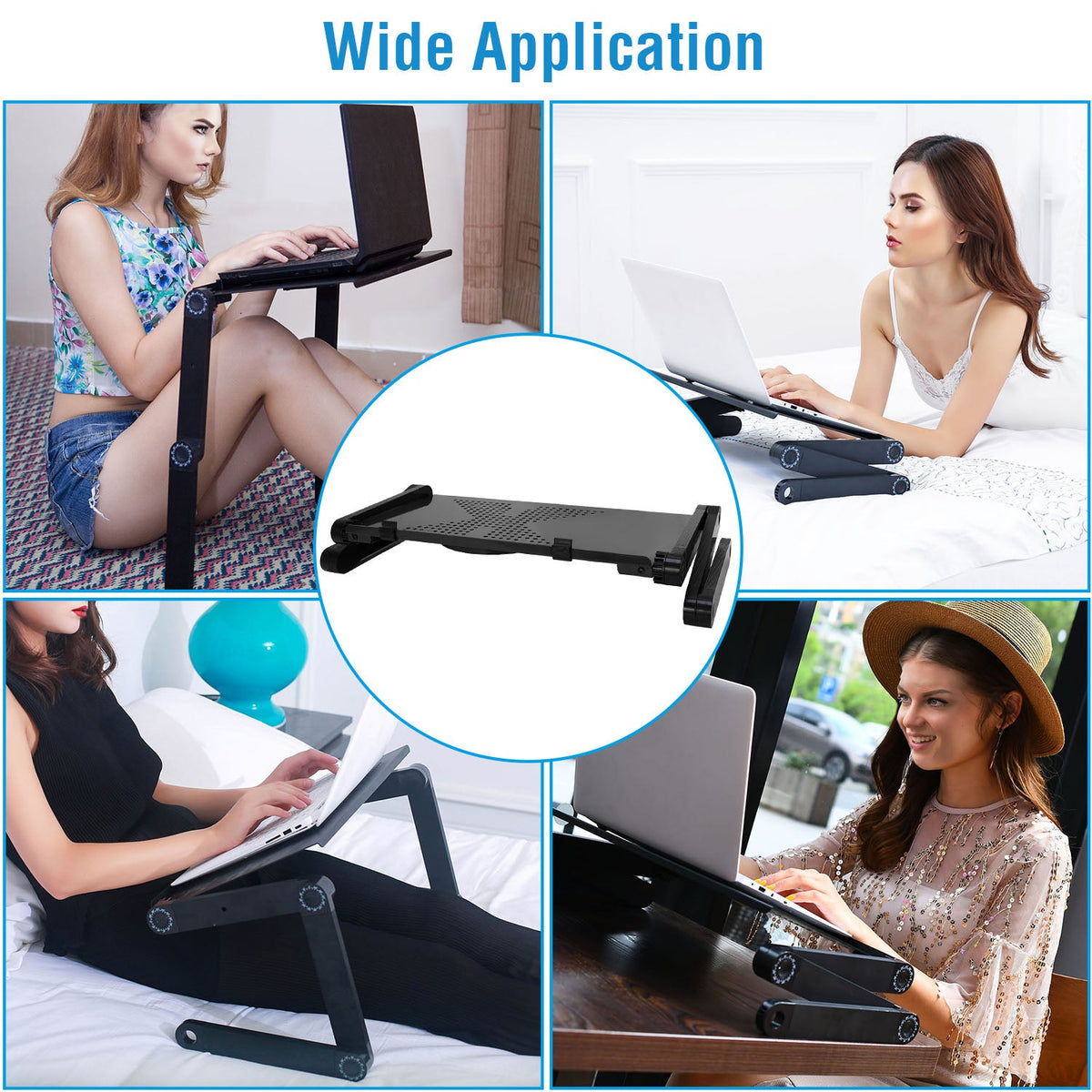 Foldable Laptop Table Bed Notebook Desk with Mouse Board Aluminum Alloy Breakfast Snacking Tray for Home Office Travel Use