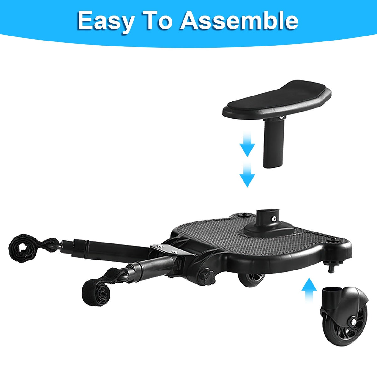 2 In 1 Universal Stroller Board Sit & Stand Buggy Wheeled Board Toddler Stroller Attachment with Detachable Seat for 3-7 Years Old
