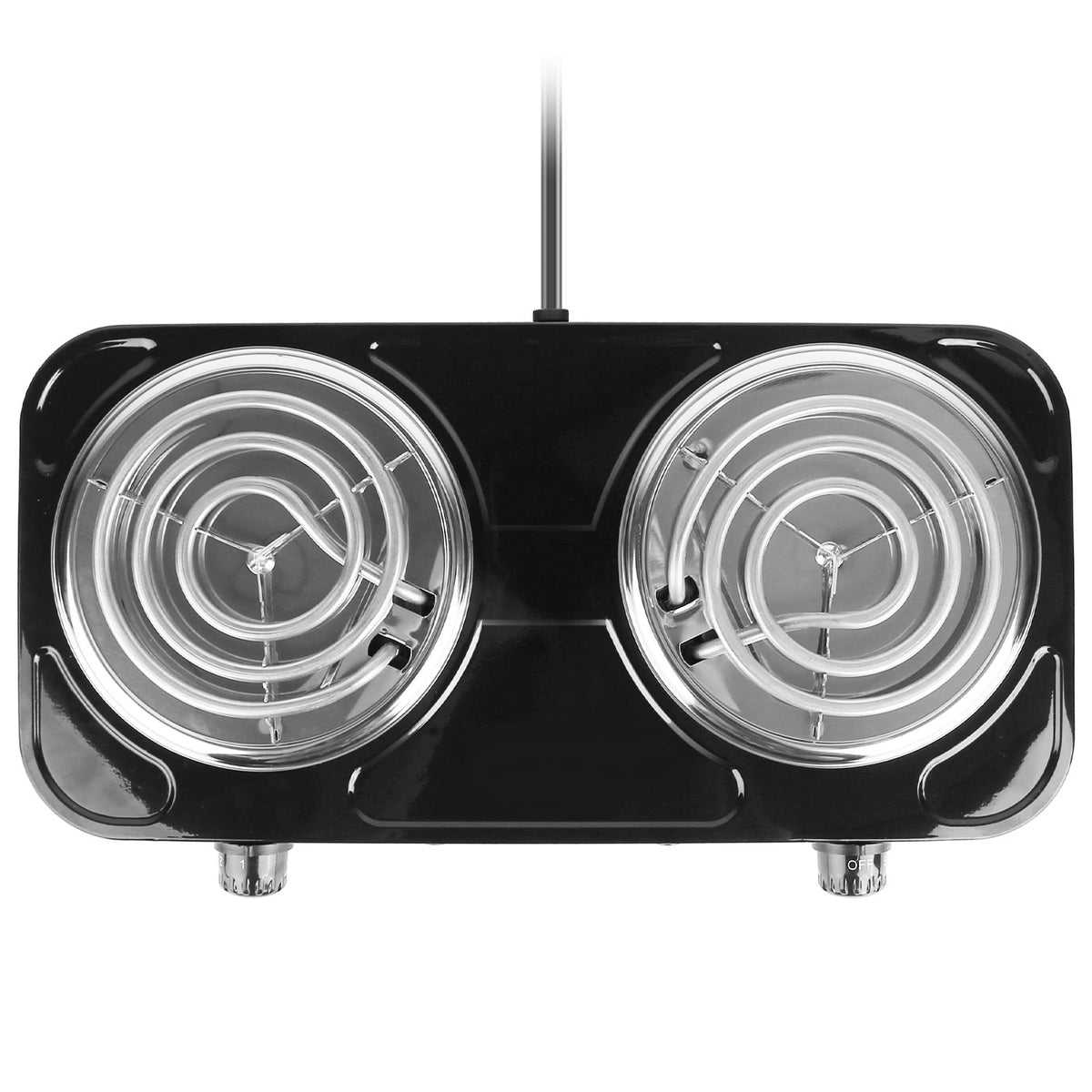 2000W Electric Double Burner Portable Coil Heating Hot Plate Stove Countertop RV Hotplate with Non Slip Rubber Feet 5 Temperature Adjustments