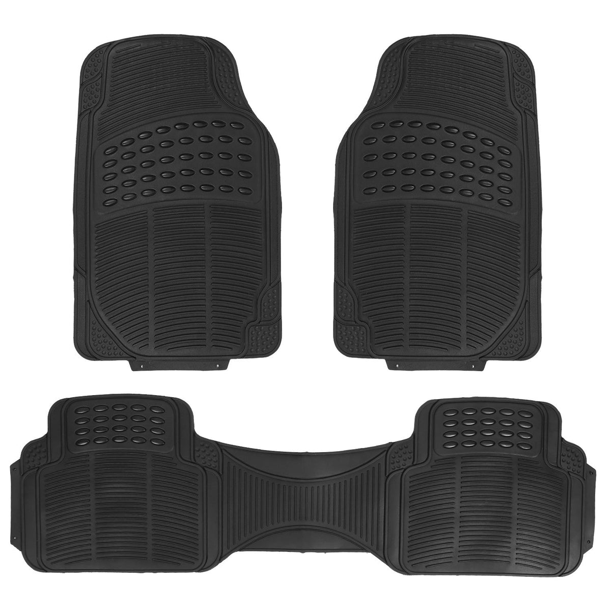 3Pcs Automotive Floor Mats Set Front Rear PVC Rubber Floor Mats Heavy Duty Drive Vehicle Car Mats with Trimmable Design Fit Most Cars SUVs Trucks