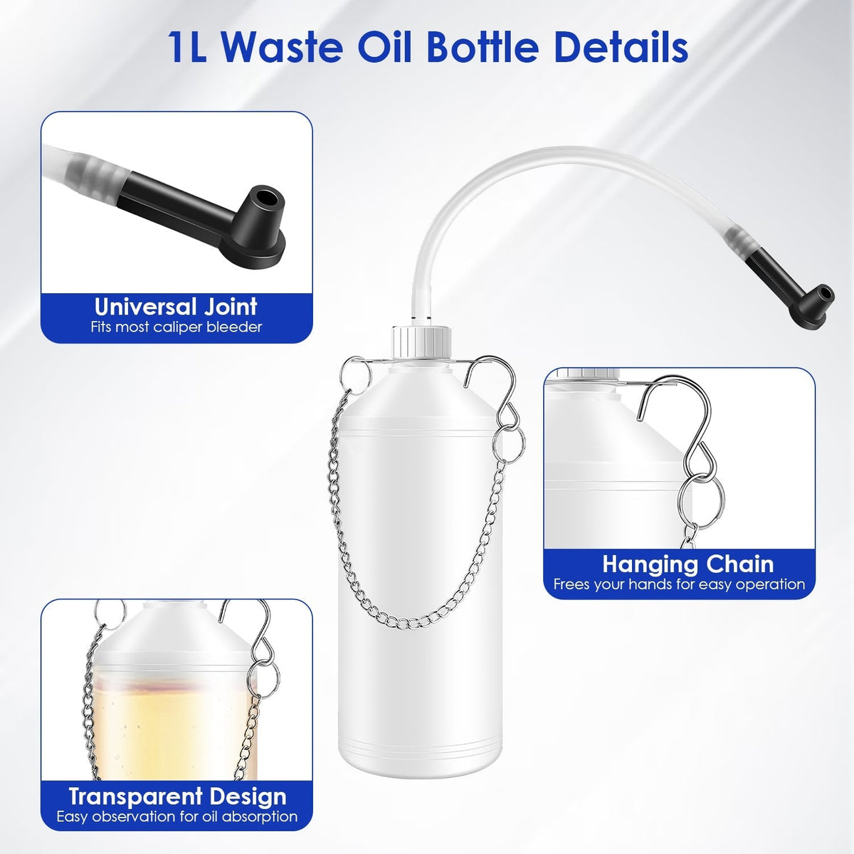 3L Manual Brake Bleeder Kit – Vacuum Pump with 1L Waste Bottle & 4 Adapters