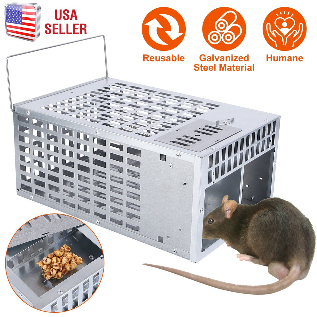 Humane Live Mouse Trap Reusable Metal Rat Rodent Cage Catch Release Continuous Capture Trap 2 Doors Indoor Outdoor Pet Children Safe