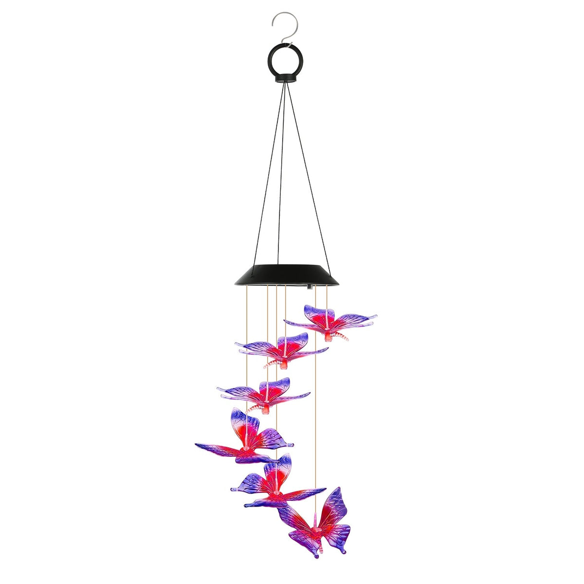 Solar Butterfly Wind Chime with Color-Changing LEDs