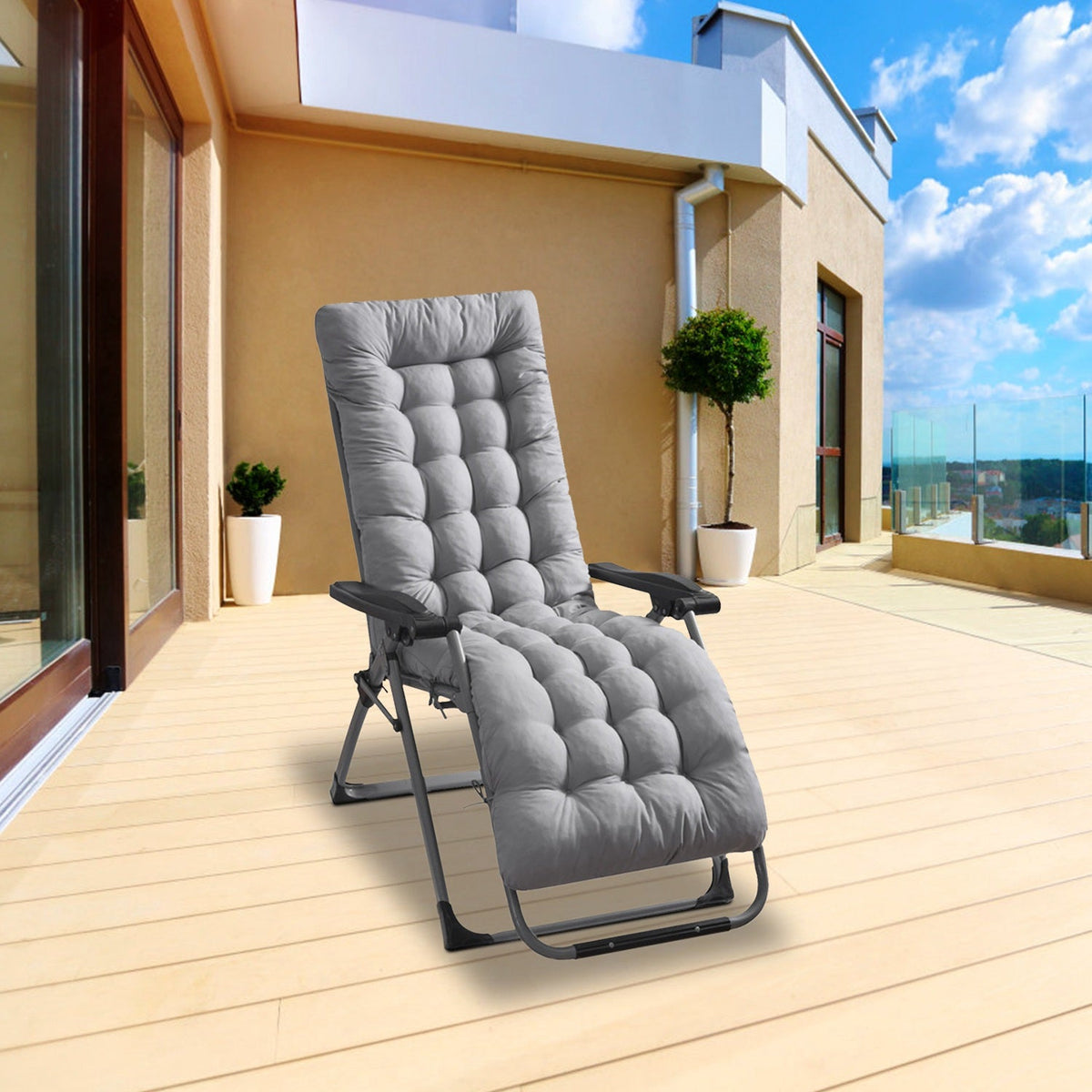 66.92x22.04in Thickened Chaise Lounger Cushion Recliner Rocking Chair Sofa Mat Deck Chair Cushion