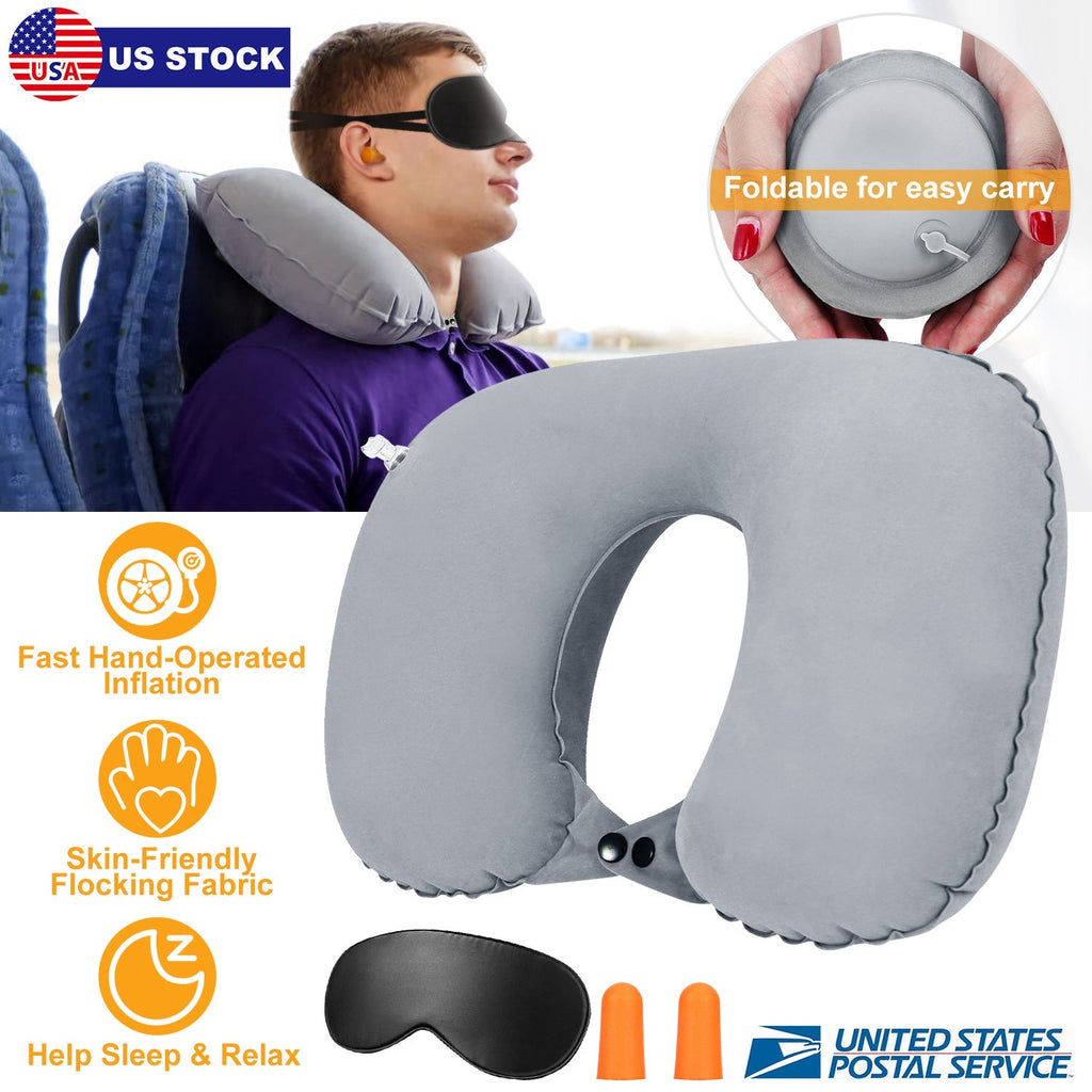 Travel Pillow Inflatable U Shape Neck Pillow Neck Support Head Rest Office Nap Car Airplane Cushion
