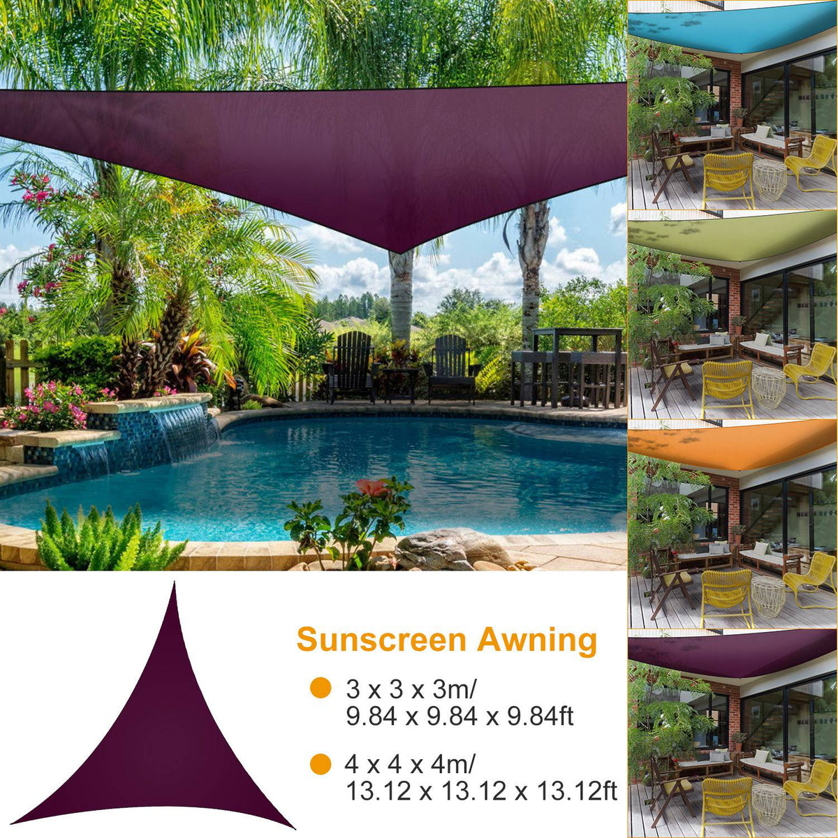 Shade Sail Patio Cover Shade Canopy Camping Sail Awning Sail Sunscreen Shelter Triangle Cover For Kindergarten Playground Outdoor