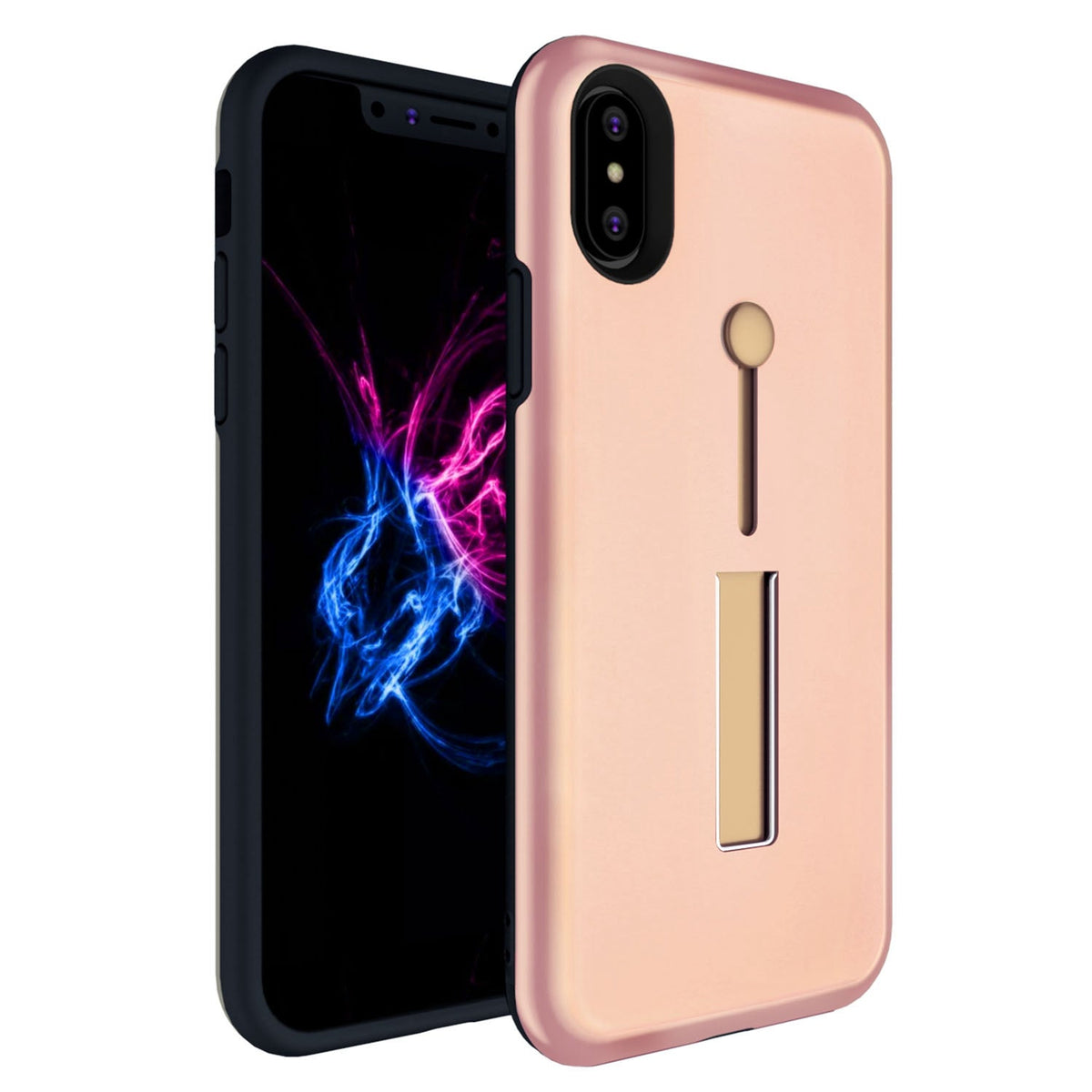 Finger Strap Phone Case for iPhone X Drop-protection Finger Ring Rugged Phone Case with Kickstand Dual Layer Case