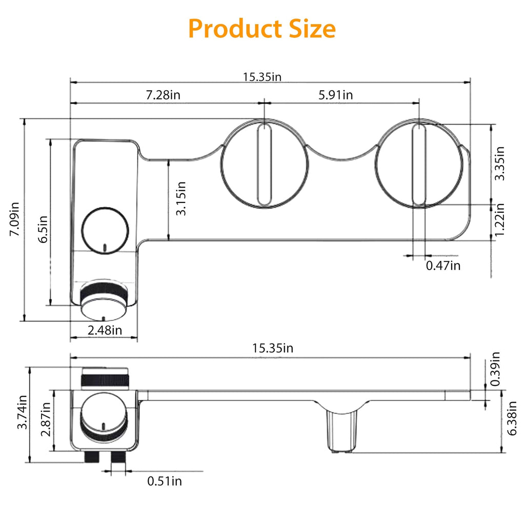 Bidet Attachment Non-Electric Fresh Water Bidet Sprayer Toilet Seat Attachment with Self Cleaning Dual Nozzles Cold Warm Water Temperature Pressure Co