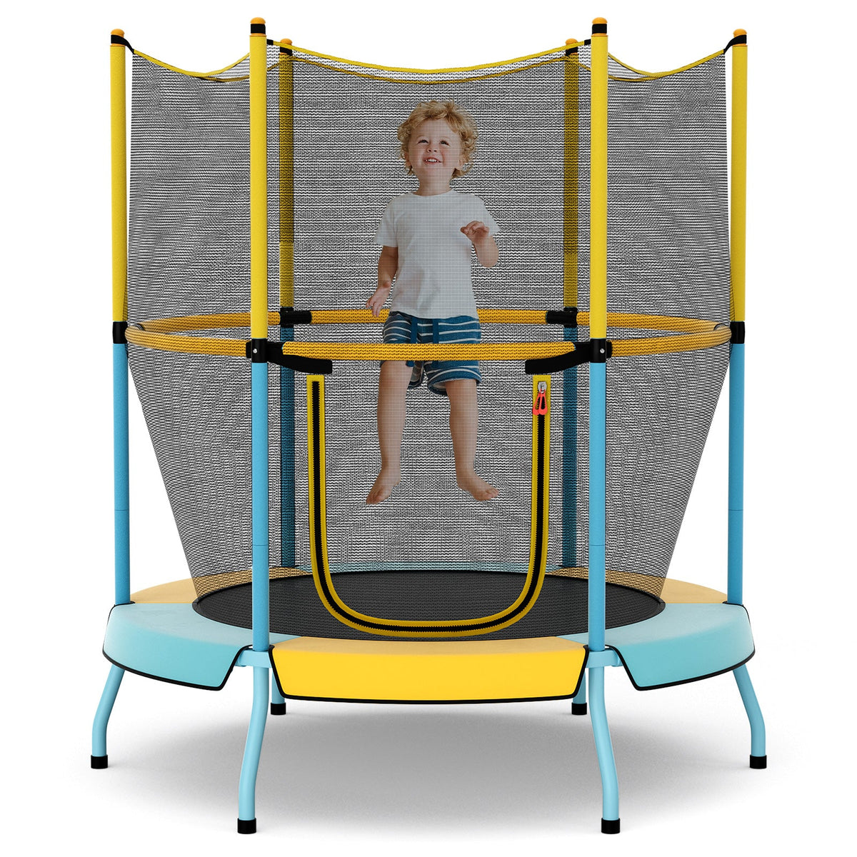 48 Inch Toddler Trampoline with Safety Enclosure Net-Yellow