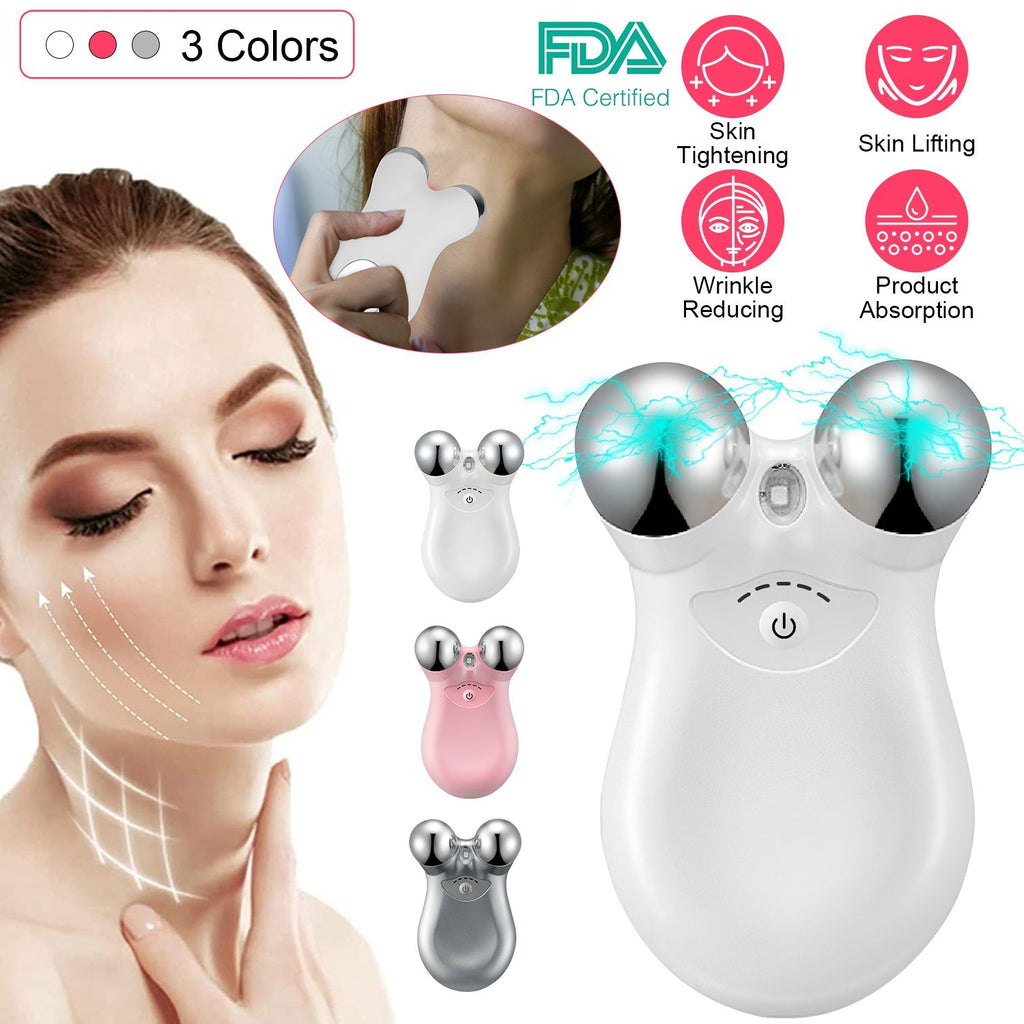 Micro-current Face Massager Rechargeable Face Neck Roller Intelligent Facial Massager with 5 Gears for Skin Tightening Skin Lifting Wrinkle Reducing