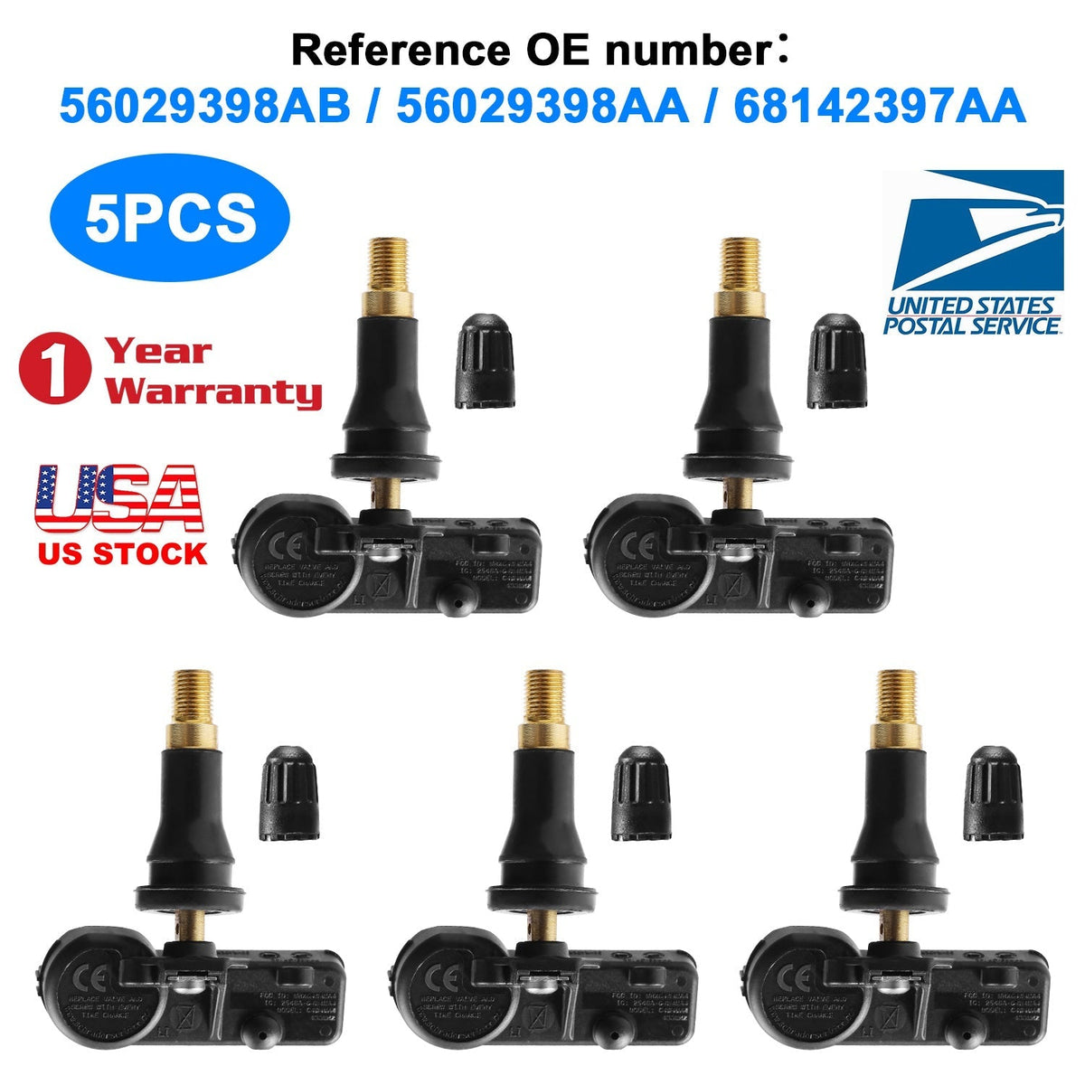 5PCS Tire Pressure Sensor TPMS Tire Pressure Monitoring System Sensor for Jeep Chrysler Dodge Ram