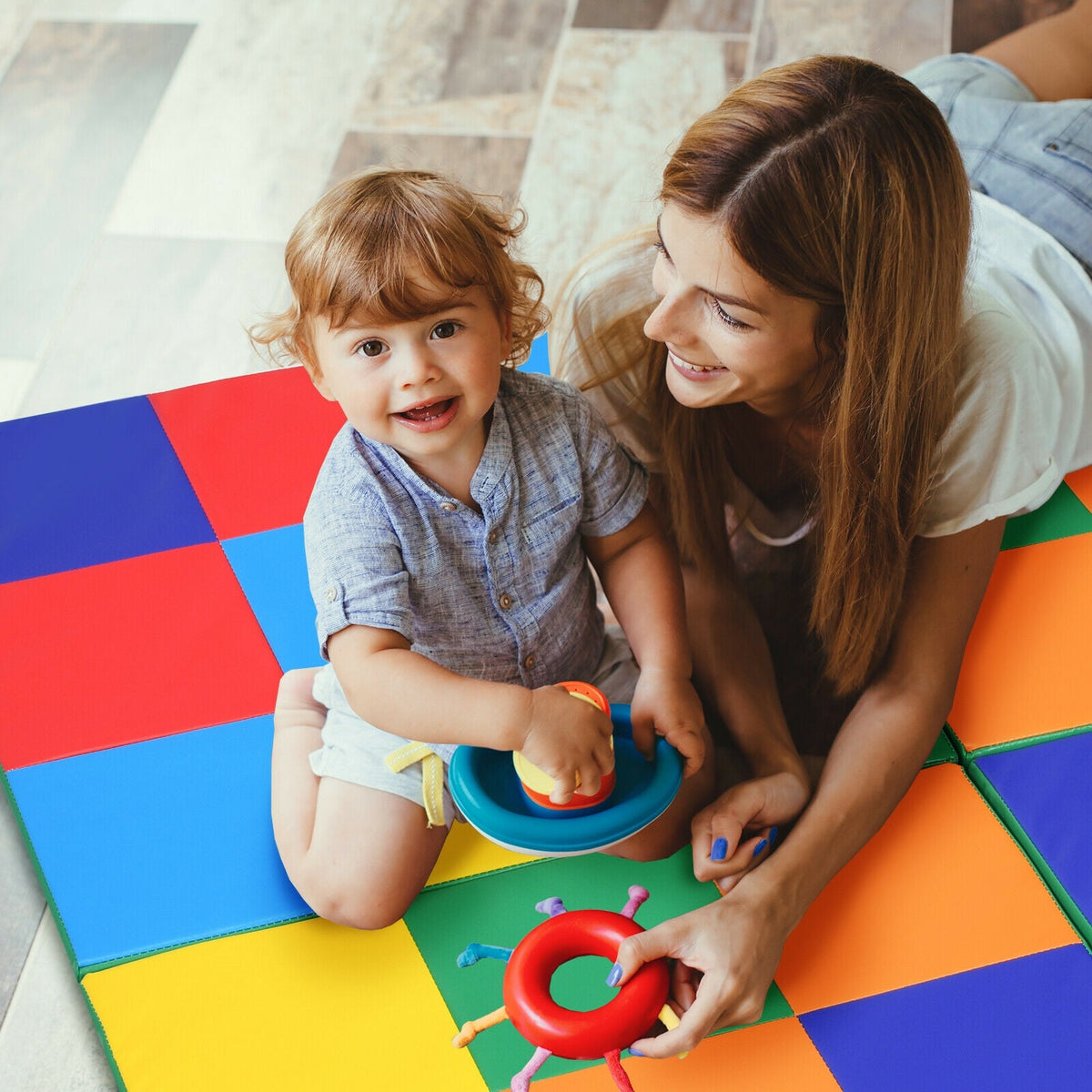 58 Inch Baby Folding Activity Floor Mat Toddler Foam Play Mat