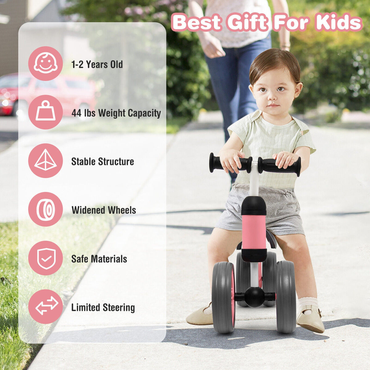 4 Wheels Baby Balance Bike Toy-Pink