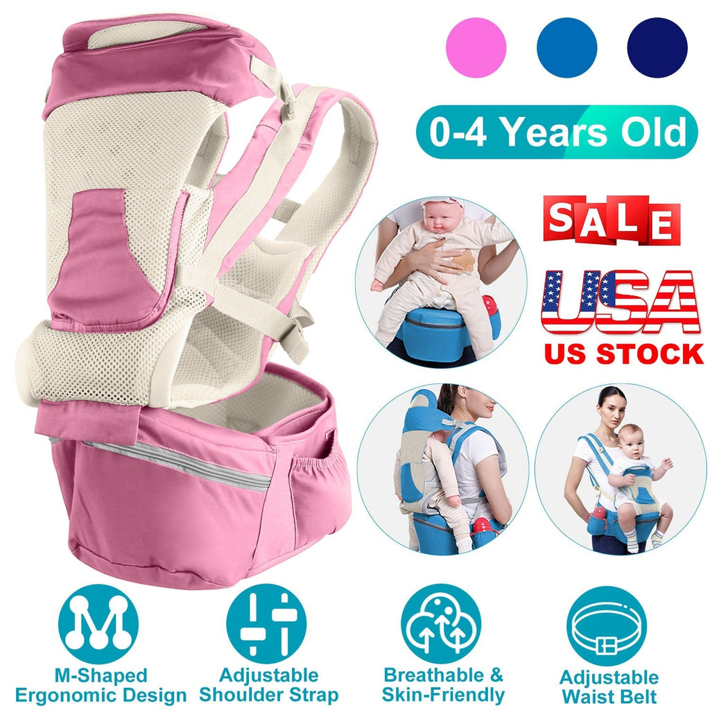 Multifunctional Baby Carrier With Hip Seat Head Hood Front Back Side Carrying All Position Ergonomic Adjustable Infant Carrier For 0-4 Years Old Newbo