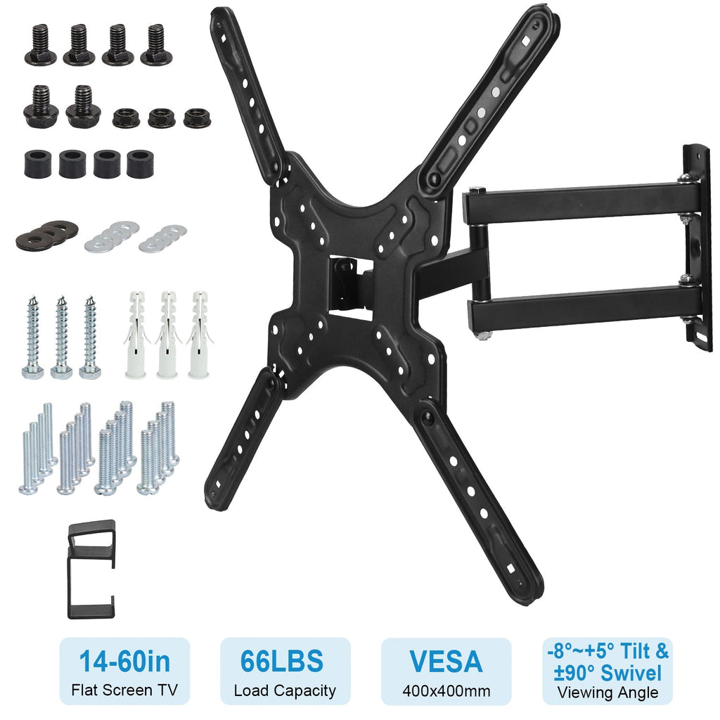 Fixed TV Wall Mount Bracket for 14-60in LED/LCD/PLASMA Flat TV VESA 400x400mm -8¡~+5¡ Tilt ±90¡ Swivel