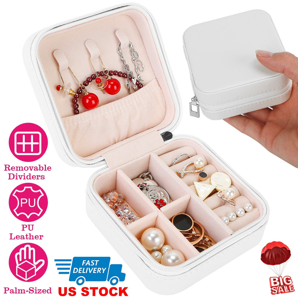 Mini Jewelry Storage Box Portable Ring Earring Necklace Storage Travel Case PU Leather Jewelry Organizer Gift