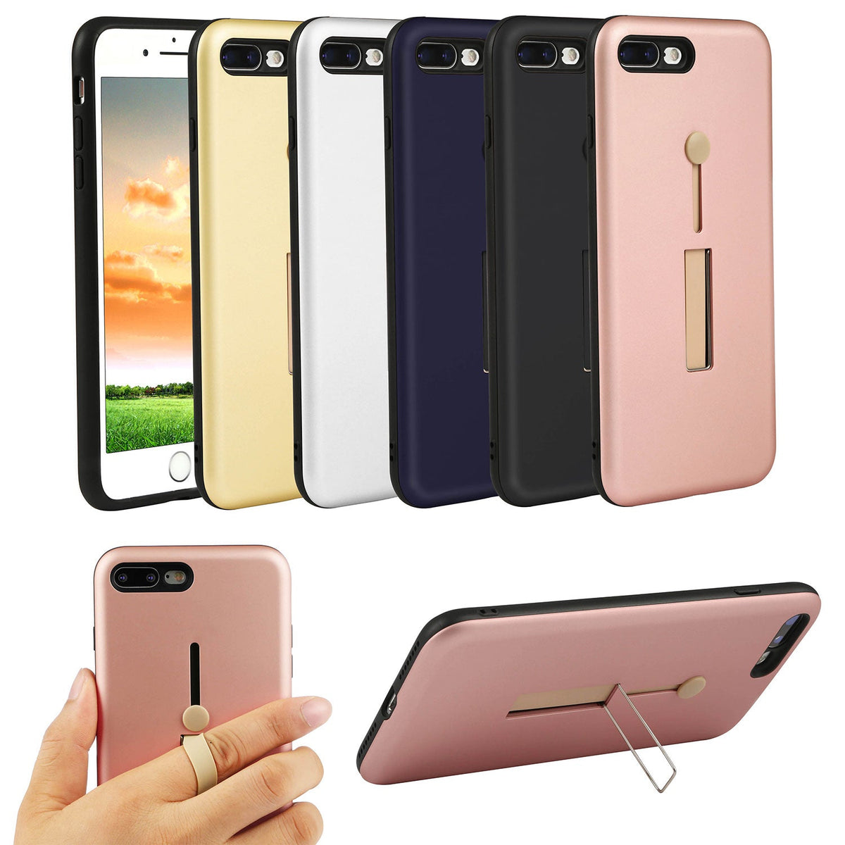 Rugged Slim Snap-on iPhone 8 Plus Case with Stand