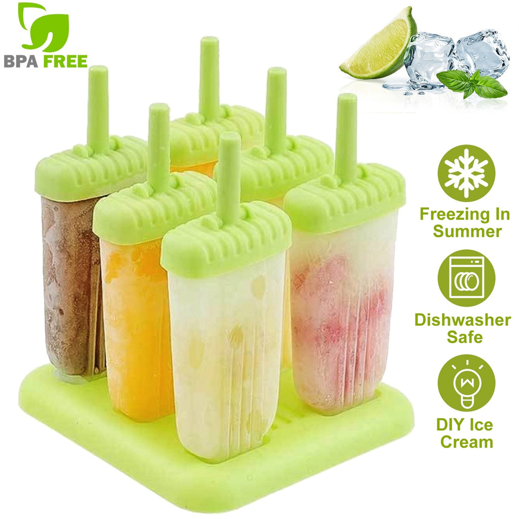 6Pcs Popsicle Molds Reusable Ice Cream DIY Ice Pop Maker Ice Bar Maker Plastic Popsicle Mold For Homemade Iced Snacks