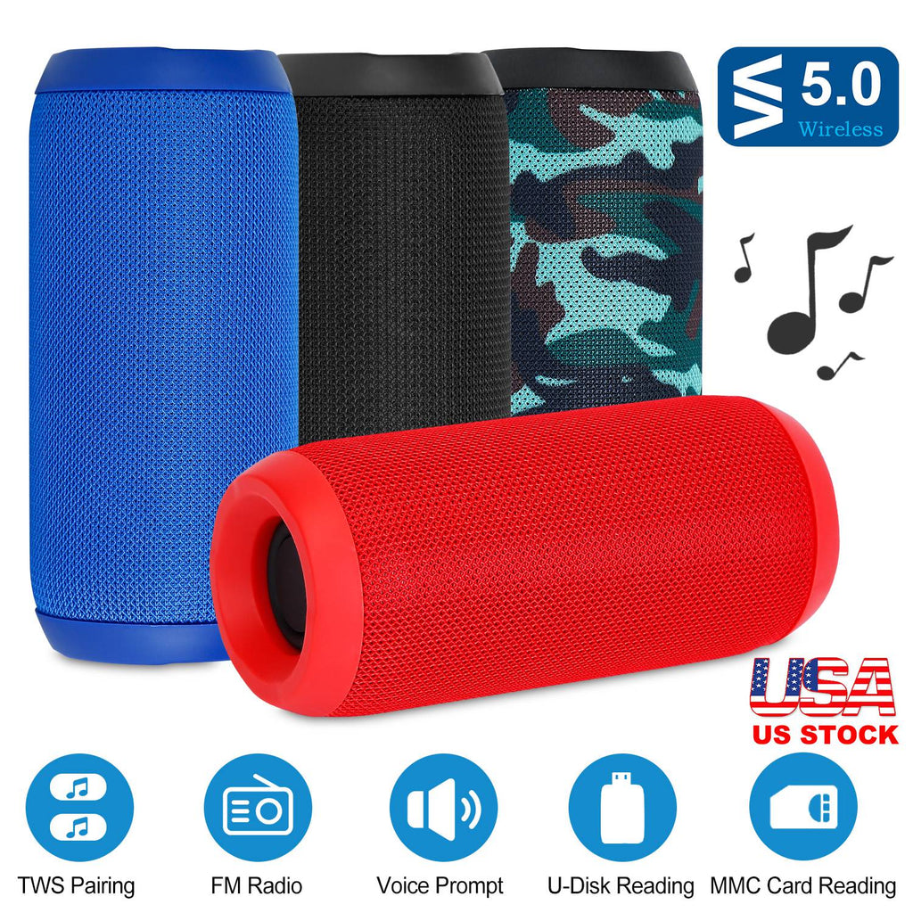 Wireless Speaker Portable TWS Music Speaker IPX5 Waterproof Outdoor Stereo Audio Speaker Support U Disk/MMC Reading FM