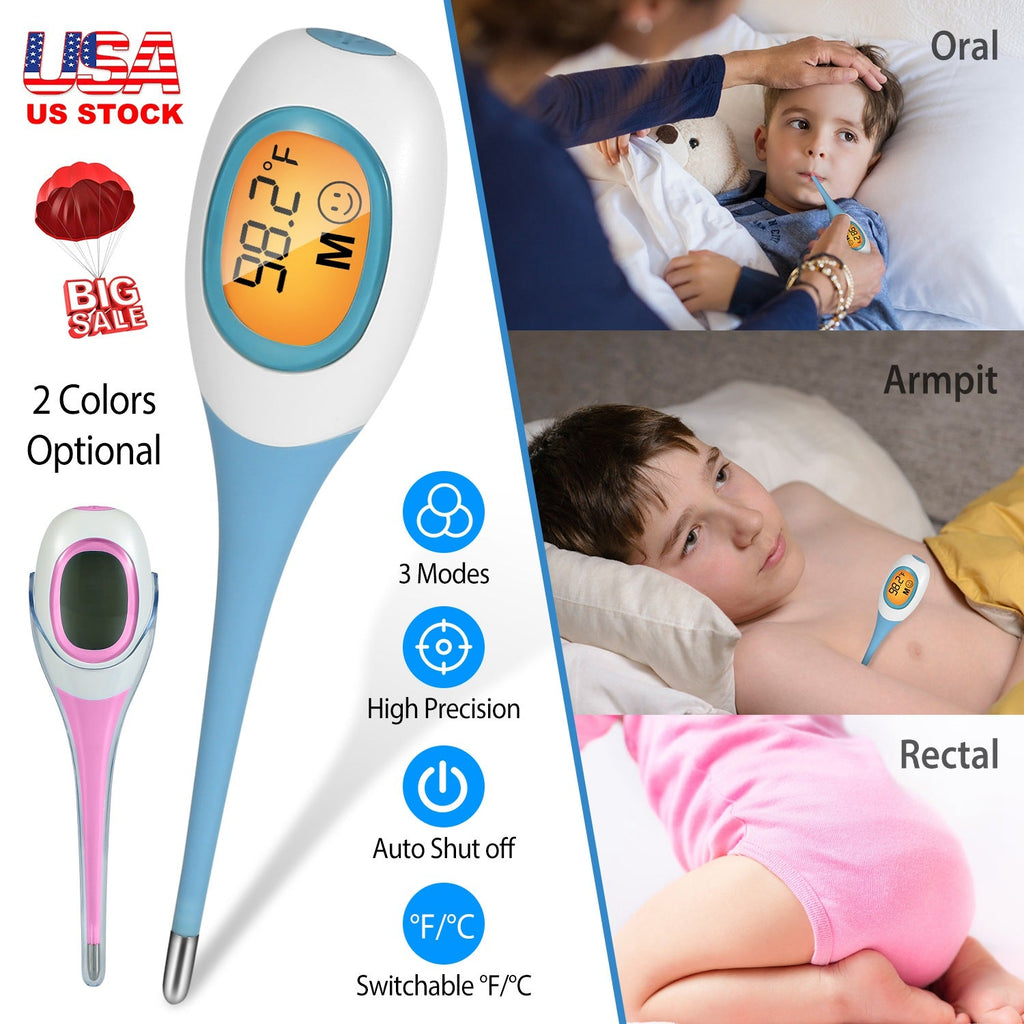 Oral Thermometer Body Thermometer Oral Rectal Underarm Temperature Thermometer C/F Switchable Accurate Fast Temperature Reading Fever Thermometer for