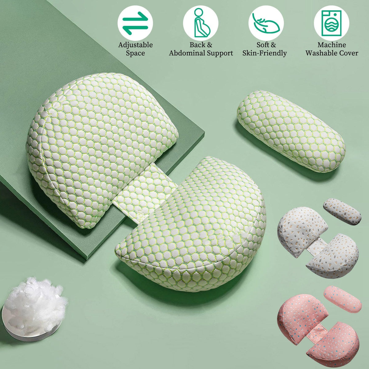 Pregnancy Pillows Adjustable Support Maternity PillowÊSoft Side Sleeper Pregnancy Pillows Wedge Pillow with Detachable Pillow Cover