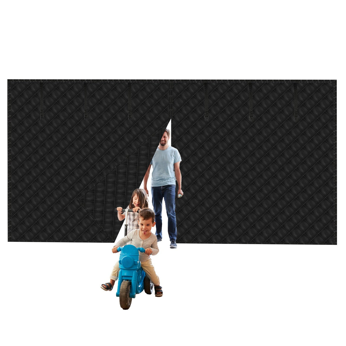 16*7FT Magnetic Thermal Insulated Garage Door Curtain for Winter Two-Car Garage Screen with Magnetic Closure 8 Roll Up Buckle Straps for Two Cars Weat