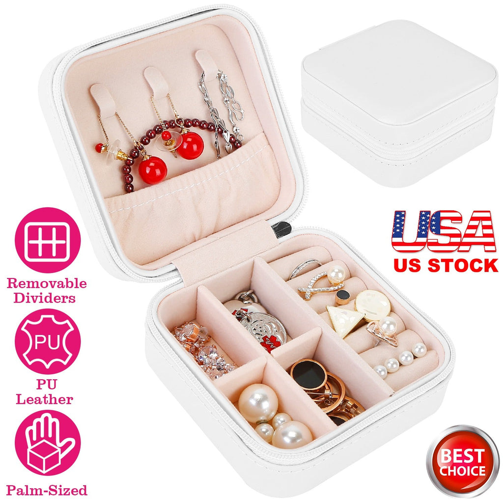 Mini Jewelry Storage Box Portable Ring Earring Necklace Storage Travel Case PU Leather Jewelry Organizer Gift