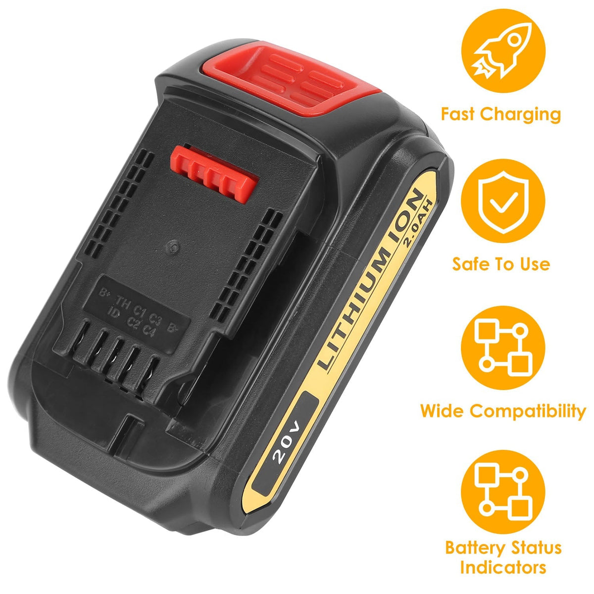20V Replacement Battery Fit for Dewalt DCB206-2 DCB205 DCB200-2 DCB203 DCB181 DCB180 DCB200 DCB201 DCB201-2