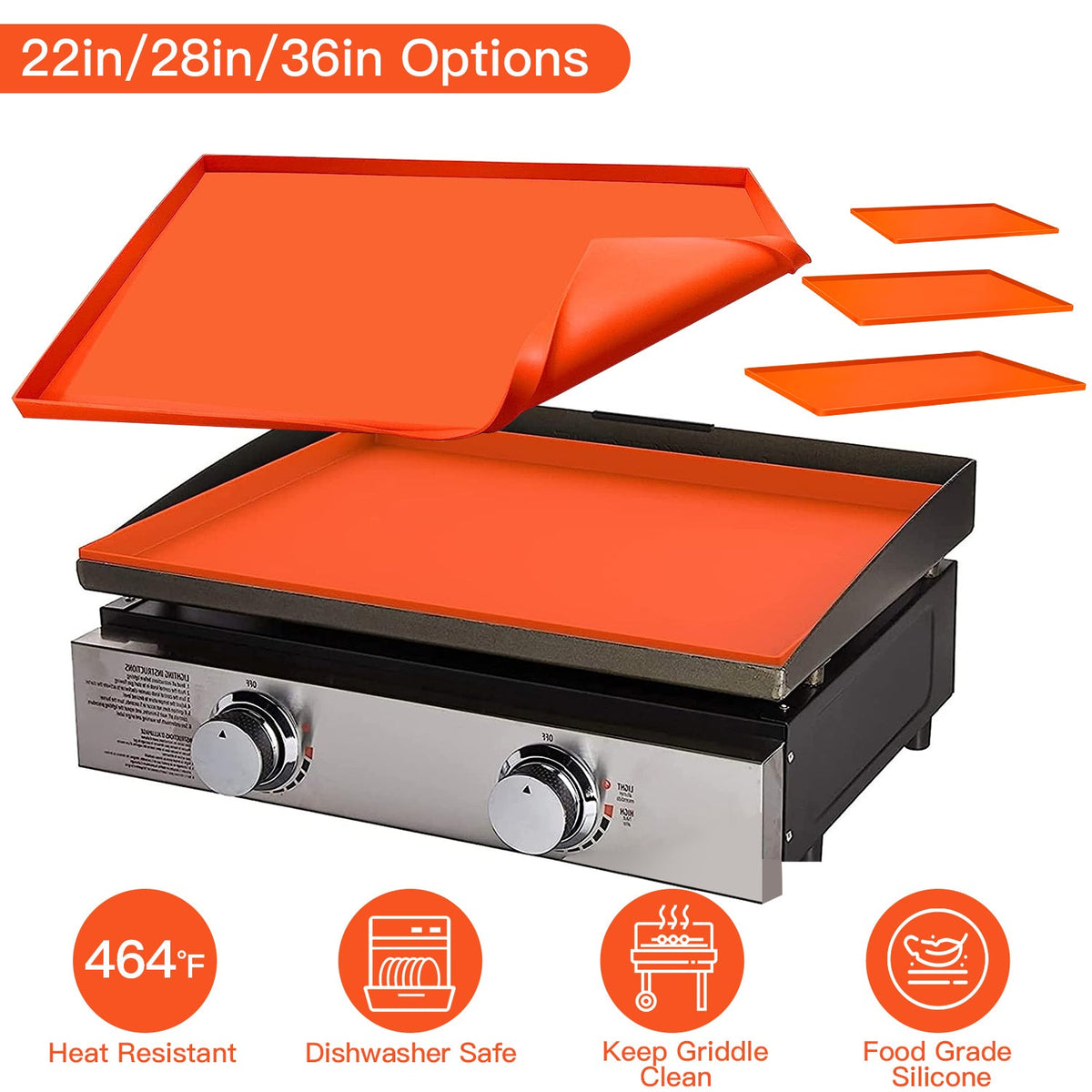 Silicone Griddle Mat Heavy Duty Food Grade Grill Mat BBQ Griddle Top Cover Fit for 36in/ 28in/ 22in Blackstone Griddle for All Seasons
