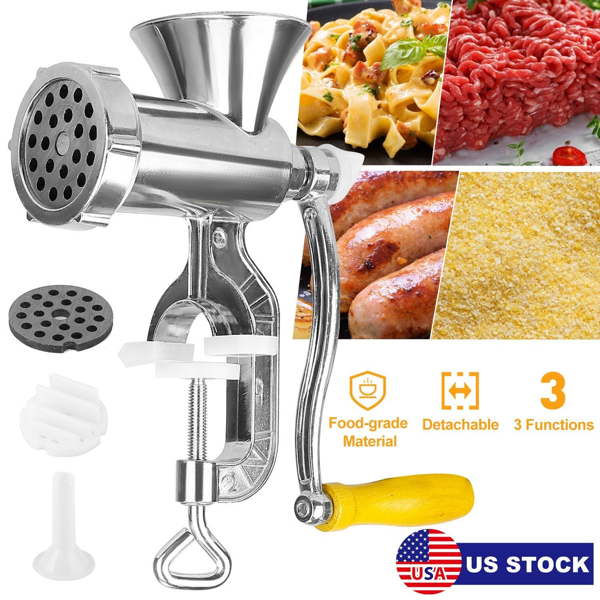 Manual Meat Grinder Heavy Duty Hand Operated Mincer Sausage Maker Machine Noodle Maker Kitchen Food Grinder For Pork Beef Pepper