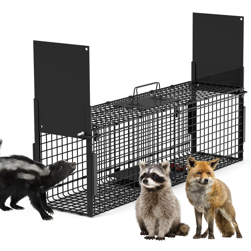 40in 2 Door Live Animal Cage Trap For Animals Under 18LBS Easy To Setup Humane Galvanized Iron Trap Cage For Raccoons Armadillos Foxes Opossums Muskra