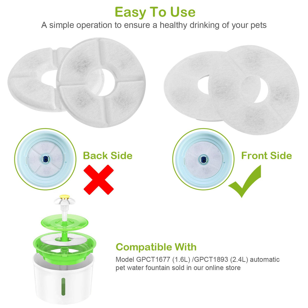 GBruno 4Pcs Pet Cat Water Fountain