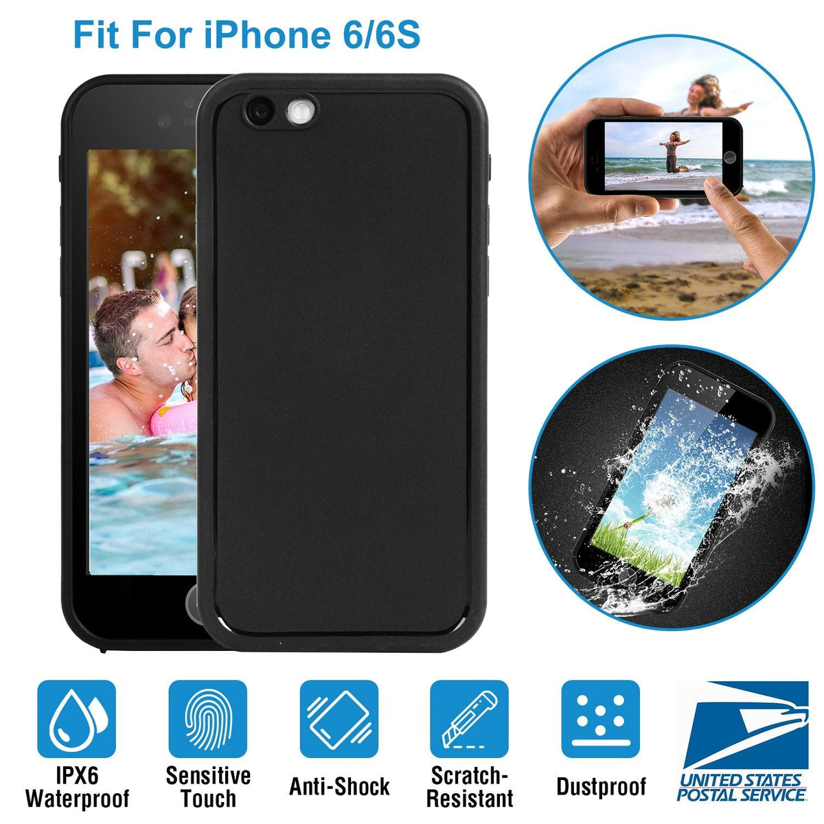 Waterproof Phone Case for iPhone6/6S IPX6 360¡ Full Sealed Phone Protective Case Shockproof Dustproof Sandproof Cover