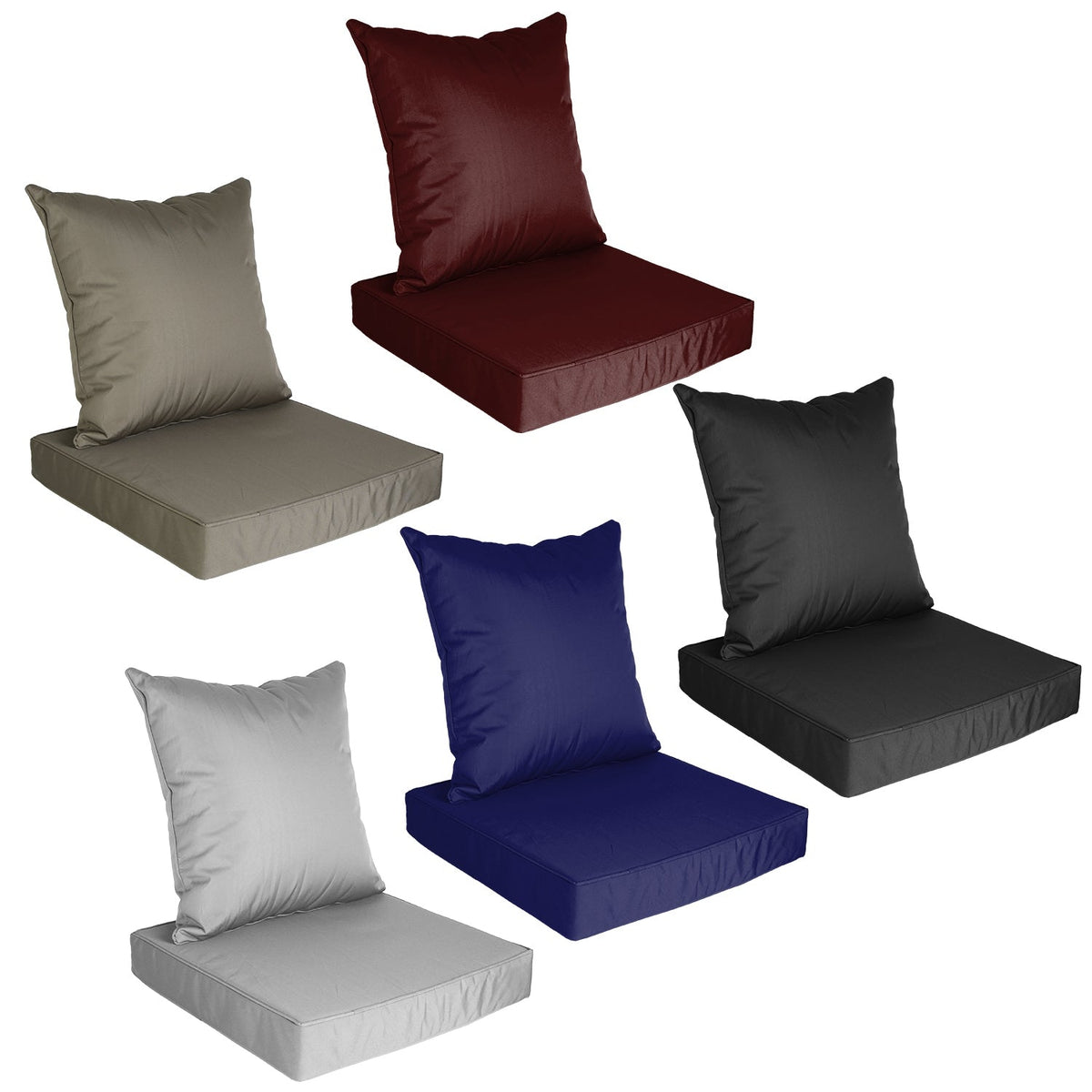 Outdoor Seat Cushion Set Waterproof Patio Furniture Cushion and Back Pillow Fade Resistant Deep SeatÊSet Chair Pad with Removable Cover for Chair Sofa
