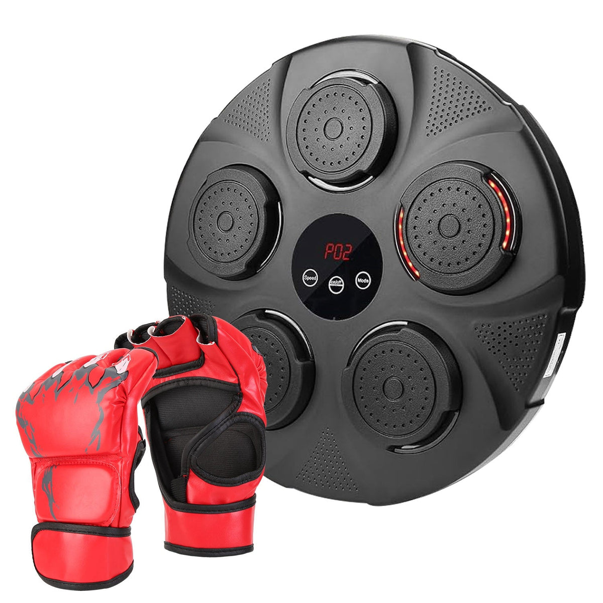 Music Boxing Machine Electronic Wall Target Punching Pad LED Lighted Sandbag Boxing Training Machine Exercise Equipment with Half Finger Adult Boxing