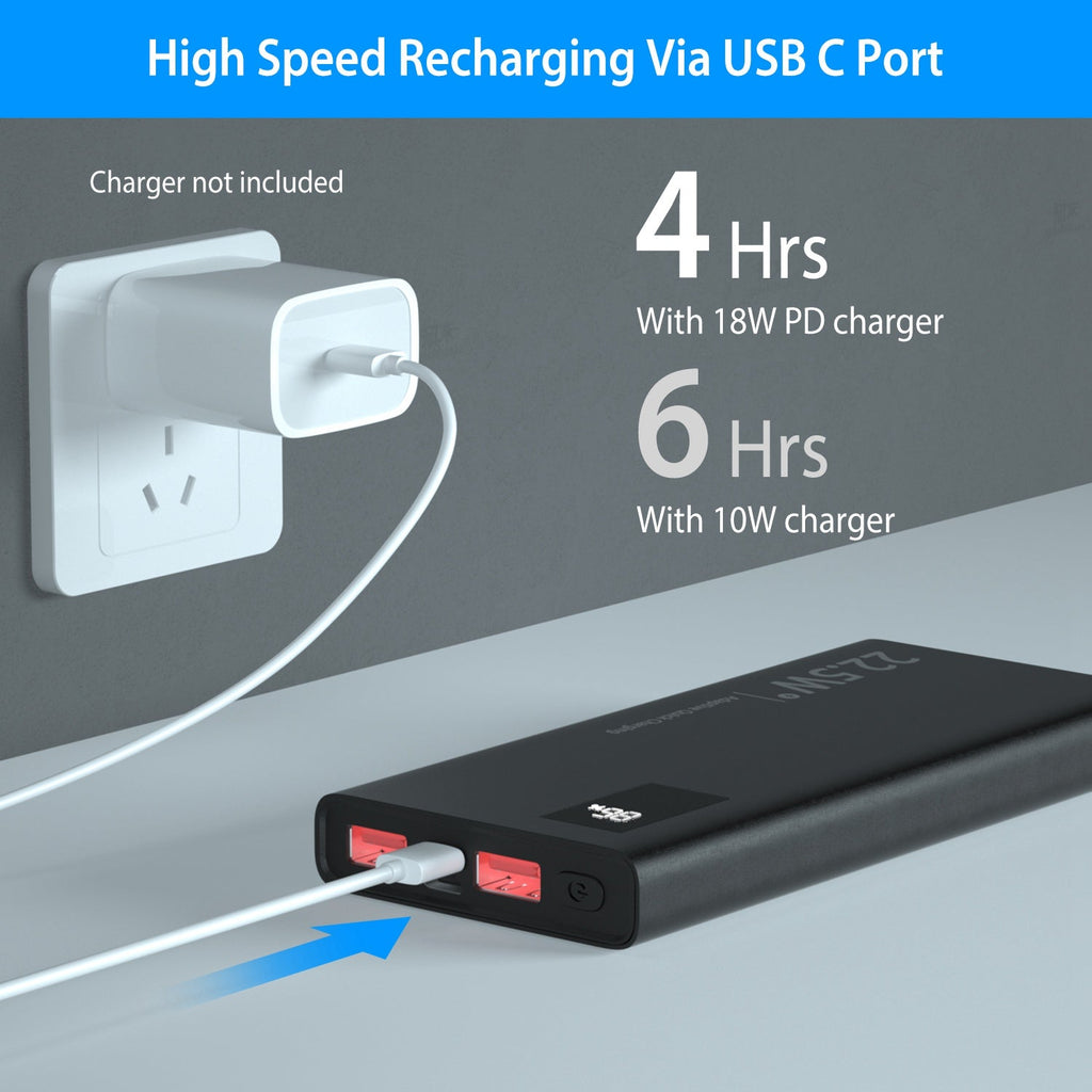 10000Mah Power Bank Portable Charger External Battery Pack 22.5W Super Fast Charging PD &QC 3.0 with LED Display Fit for iPhone Samsung