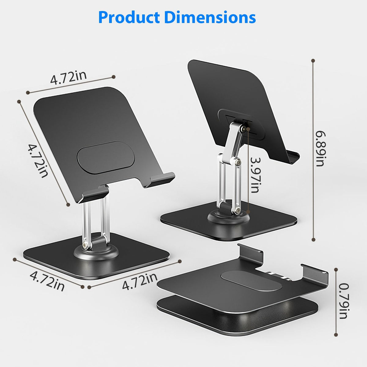 Foldable iPad Tablet Stand Adjustable Tablet Holder for Desk Rotatable Monitor Stand Holder Fit For iPad 11 10 9 8 7 Aluminum Alloy