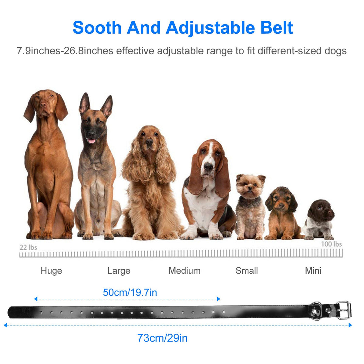 Dog Training Collar Receiver IP67 Waterproof Dog Bark Shock Collar Accessories Adjustable Belt Rechargeable Without Remote Controller