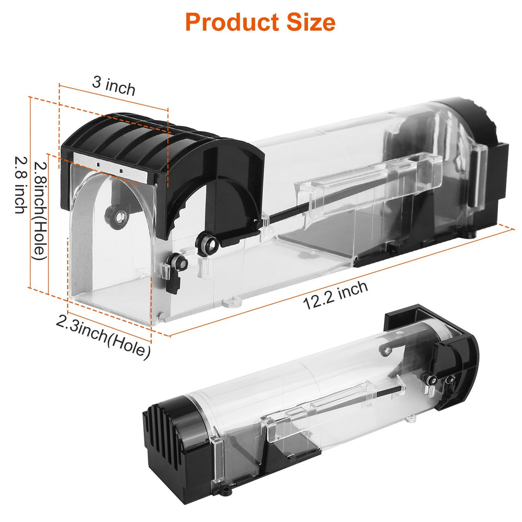 2Pcs Humane Live Mouse Trap Reusable Rat Rodent Trap Catch Release Cage Safe for Family Children Pets Easy Setup
