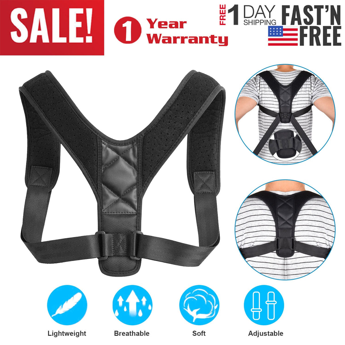 Back Posture Corrector Adjustable Upper Back Braces Clavicle Support Device Shoulder Neck Pain Relief for Men Women