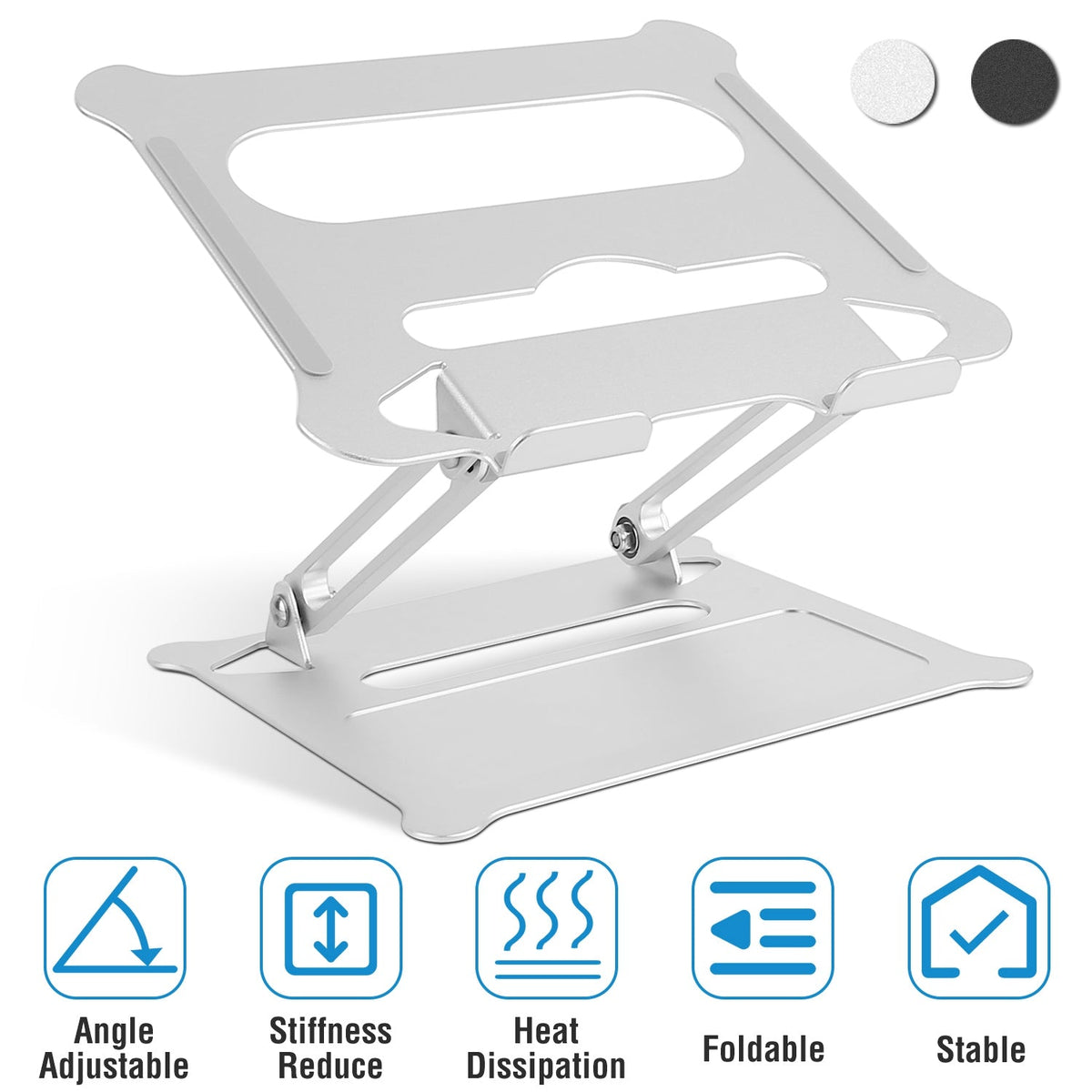 Laptop Stand Aluminum Angle Adjustable Computer Ergonomic Holder Riser Heat Vent Notebook Elevator For 10in-17in MacBook Pro 13 / 15