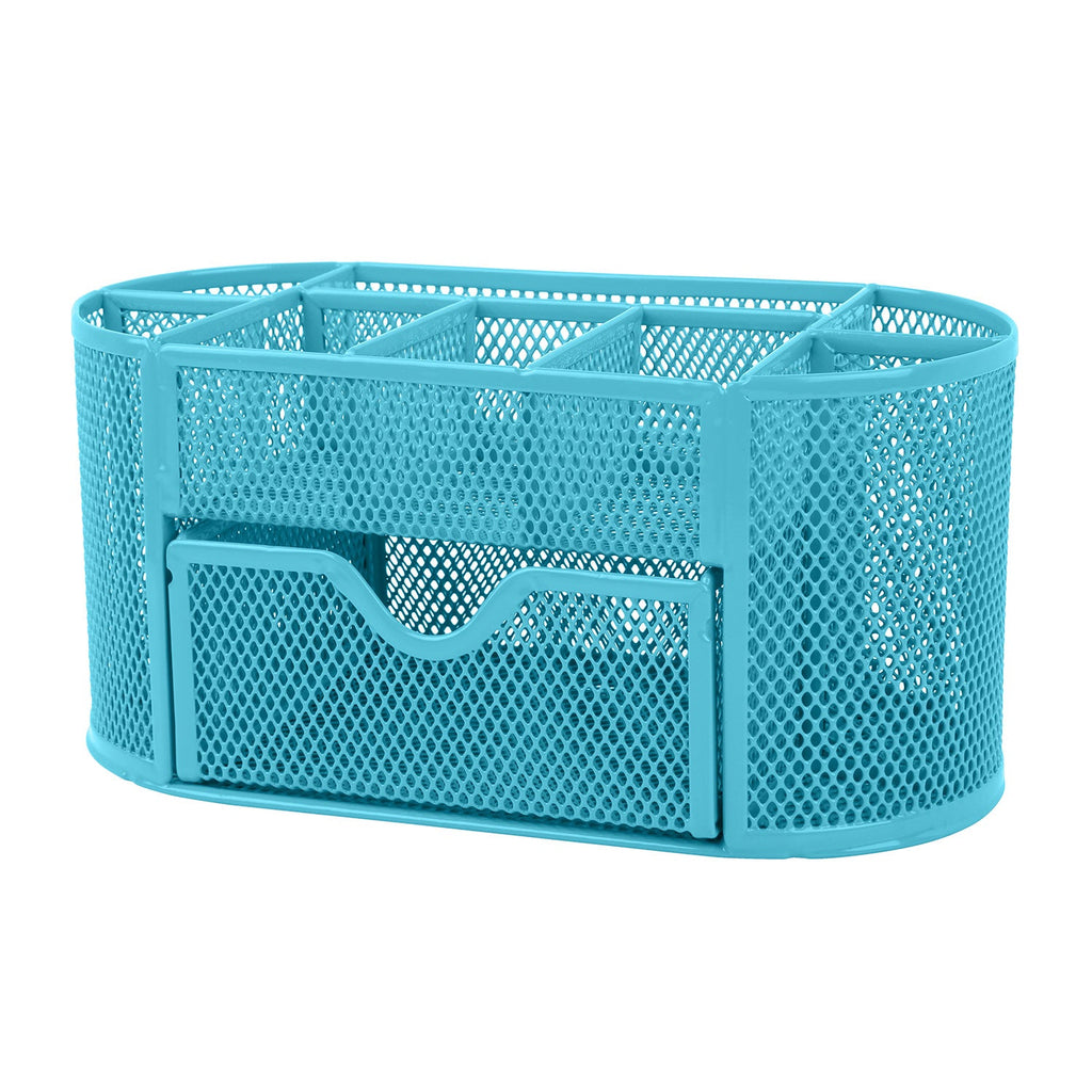 Metal Mesh Pencil Holders Desk Organizer w/9 Compartment Pen Holder Storage