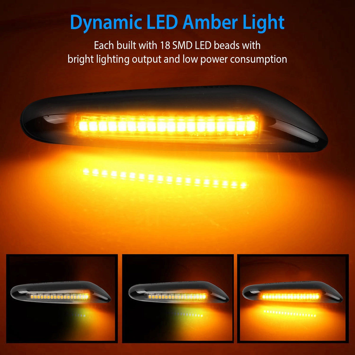 Side Marker Turn Signal Light Dynamic Amber LED Blinker For BMW 1 3 5 Series E60 E61 E90 E91 E81 E82 E83 E84 E87 E88 E92 E93 E46